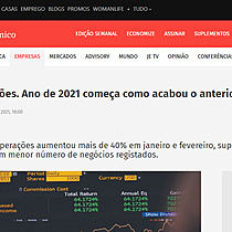 Fuses e aquisies. Ano de 2021 comea como acabou o anterior, com crescimento